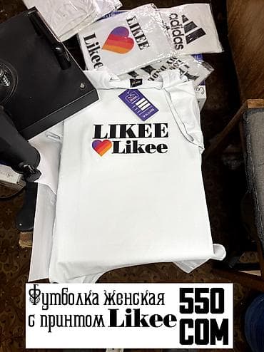 tech fleec: Футболка женская с принтом Likee. - Цвет: белый - Крупный фронтальный — 10