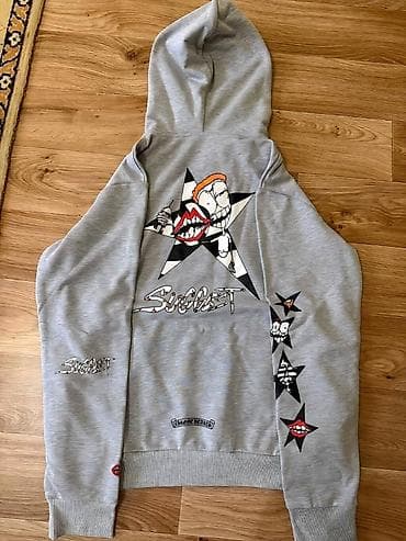вещи из европы: Серое худи с принтами Chrome Hearts x Matty boy размер L-Xl первое в — 2
