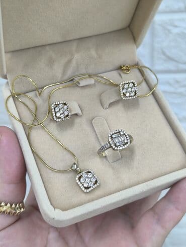 чешская бижутерия: Комплект ювелирных украшений из серебра напыления жёлтое золото с — 5