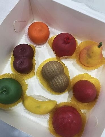 Кондитердик өндүрүмдөр, таттуулар: Набор фигурных конфет ручной работы в виде фруктов и орехов — 2