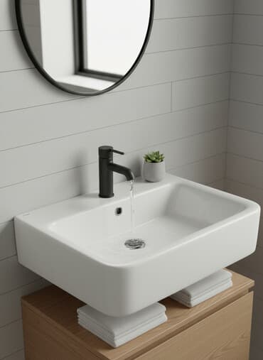 умывальник на: Раковина для ванной, Квадратная форма, Материал: Керамика — 1