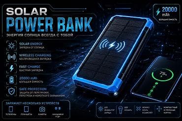 Солнечный Power Bank с раскладными панелями Ключевые возможности: - — 3