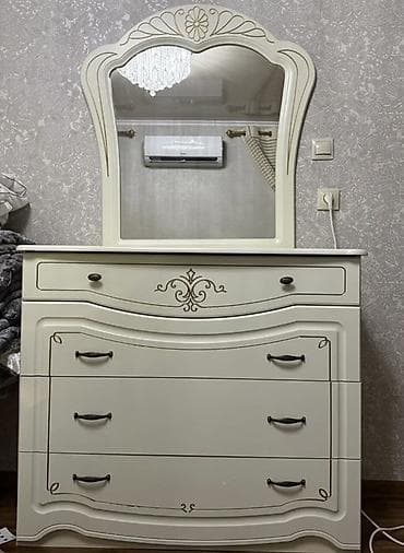 Эмерек гарнитурлары: Уктоочу бөлмө гарнитуру, Колдонулган, Эки кишилик керебет, МДФ, Өзү алып кетүү, түсү - Ак — 2