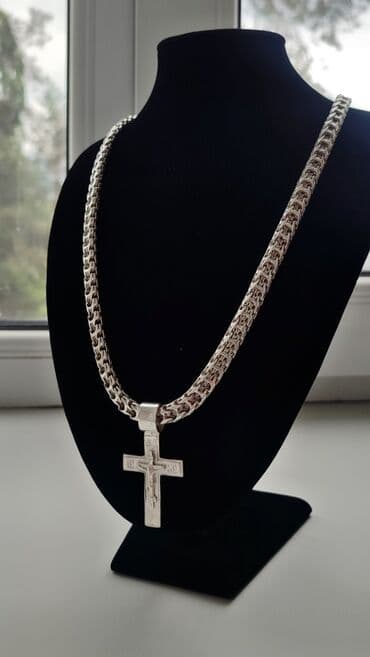 свадебные наборы ручной: Серебряные комплекты Цепь+ Крест Серебро 925-960 проба 100% Ручная — 1