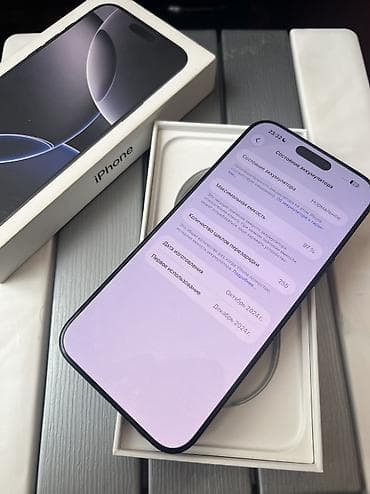 ayfon se: IPhone 16 Pro Max, Б/у, 256 ГБ, Black Titanium, Коробка, 97 % — 3