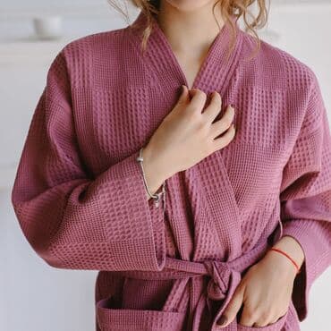 домашние халаты больших размеров: Халат, Вафельное полотно, XS, S, M — 1