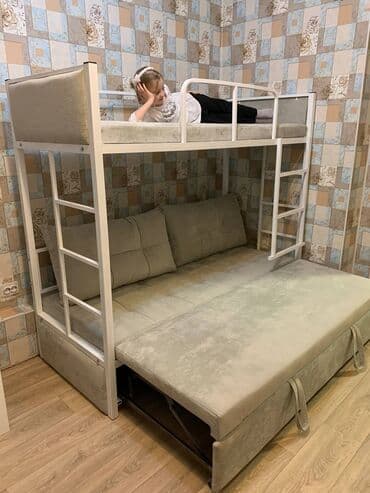 двухъярусная кровать диван: Кровать двухъярусный Раскладной Кровать Полимерная порошковая — 4