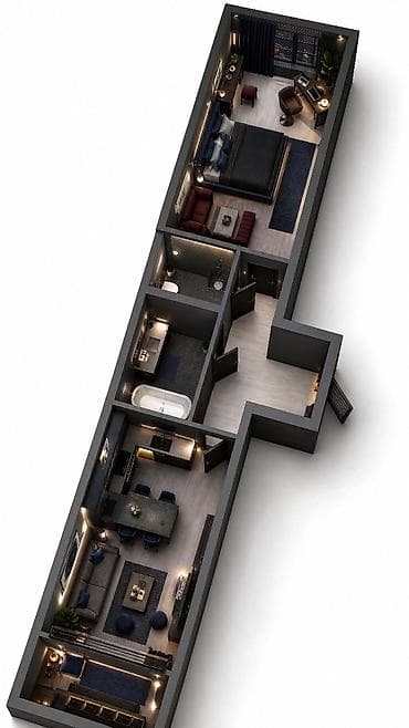 5: 2 комнаты, 58 м², Улан мкр Элитка, 2 этаж, ПСО (под самоотделку) — 1