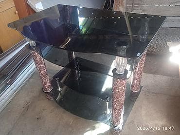 Тумба и подставка для телевизора, Напольная, Стекло, цвет - Черный at lalafo.kg Тумба и подставка для телевизора, Напольная, Стекло, цвет - Черный