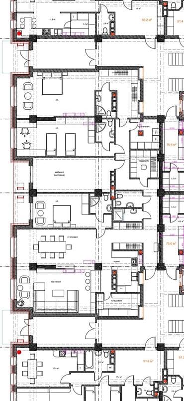 3 комнатная квартира ош: 3 комнаты, 105 м² — 1