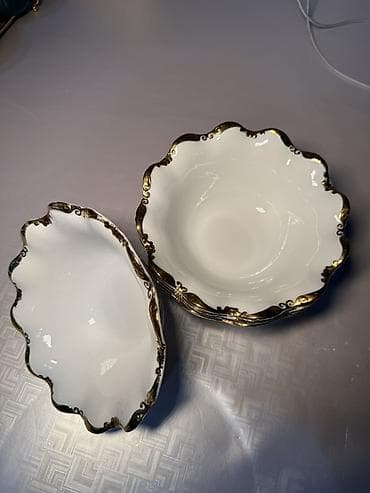 double a: Набор десертных/салатных пиал из фарфора с золотым декором,чашка — 1