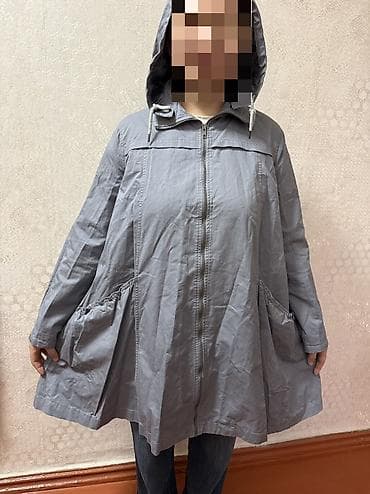 Дубленки: Плащ НОВЫЙ!! разлетайка с капюшоном, размер оверсайз 2200 — 4