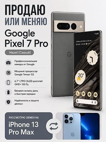 Google Pixel 7 Pro, Б/у, 128 ГБ, цвет - Серый