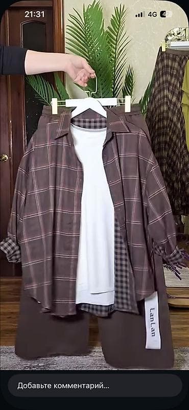 футболка с флагом: АКЦИЯ 1200 Рубашка в клетку oversize - Свободный крой, длина — 3