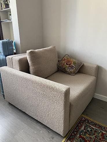 пуфики кресло мешки: Кресло-кровать, Б/у, Односпальный, цвет - Бежевый — 1