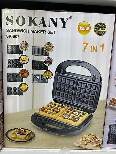 Мультигриль/сэндвичница SOKANY SK-907 — набор 7‑в‑1, мощность 750 Вт