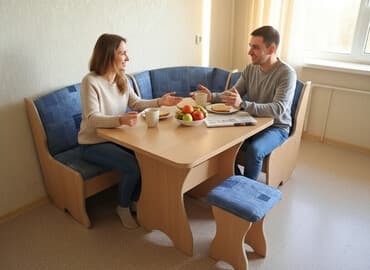 казан очок: Кухонный мягкий уголок, Б/у, ЛДСП, цвет - Синий — 1