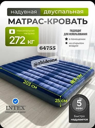 надувной матрас диван: Надувной матрас, Новый, Двуспальный, Intex, Платная доставка, Самовывоз, длина - 203 см — 1