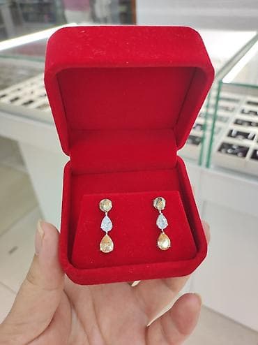Серебряные серьги, Проба 925, Циркон, Женские, Новый