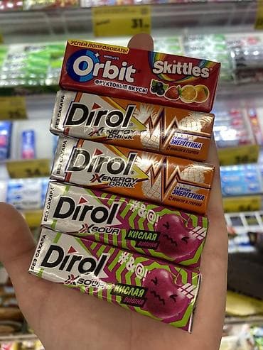 Жвачка без сахара и со вкусами: - Orbit Skittles «Фруктовые вкусы» —