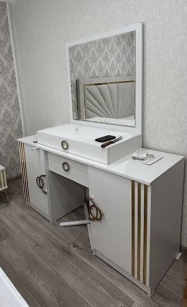 камод бишкек: Уктоочу бөлмө гарнитуру, Эки кишилик керебет, түсү - Саргыч боз — 2