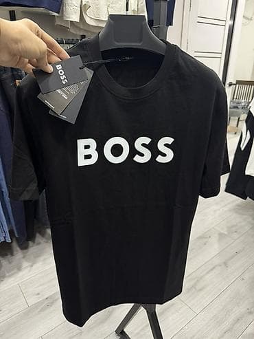 Мужская футболка, L, 2XL, XL, Boss, Новый, цвет - Черный, Самовывоз