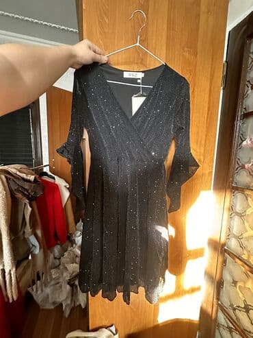 вечернее платье больших размеров: Вечернее платье, А-силуэт, Короткая модель, Вискоза, С рукавами, С пайетками, XS, S — 6