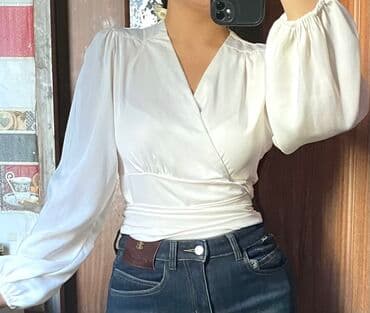 Блузка, Атлас, Однотонный