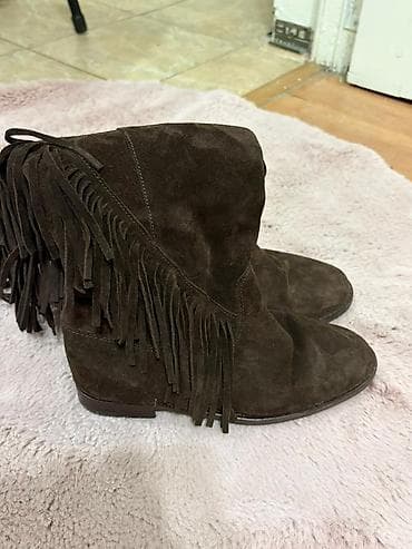 Женская обувь: Замшевые женские сапоги с бахромой от ELLE - Материал: натуральная — 2