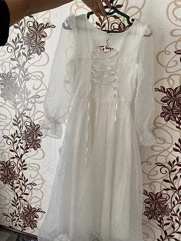 neri kara: Белое платье миди с полупрозрачными рукавами .Договорная — 4