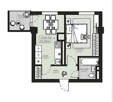 Квартиры: 1 комната, 36 м², Готовая ПСО (под самоотделку) — 2