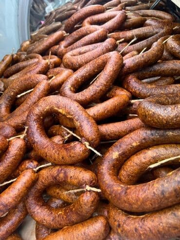 Копчёная колбаса в натуральной оболочке - Формат: подковки/кольца