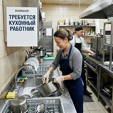 отел: Вакансия: кухонный работник Обязанности: - Мытьё посуды, кухонного — 1