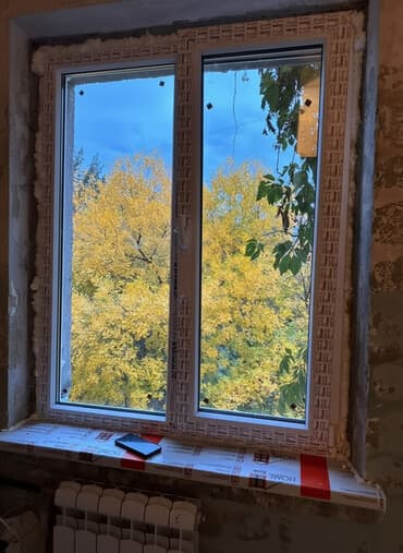 айнек терезелер: Пластиковое окно ПВХ с двустворчатым блоком - Конфигурация: одна — 1