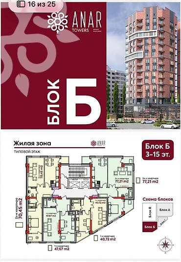 Кыймылсыз мүлк: 1 бөлмө, 47 м², Элитка, 5 кабат, Даяр ПСО (өзү оңдоп түзөтүп бүтүү үчүн) — 2
