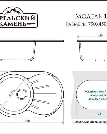 желобки: Кухонная мойка Granula ST-7601 (Базальт) - Тип — 3