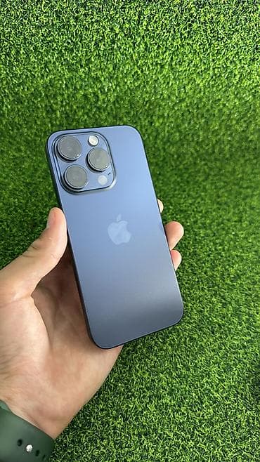 iphone d: IPhone 15 Pro, Б/у, 256 ГБ, Синий, Защитное стекло, Чехол, 92 % — 1