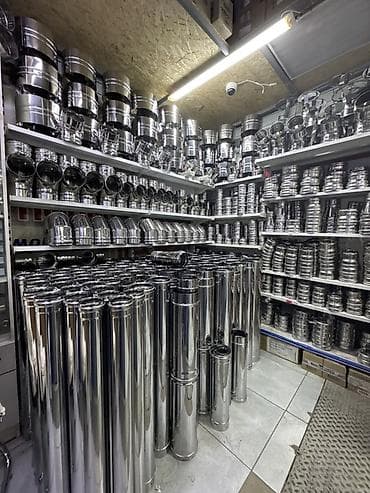 Строительные леса, стойки: Дымоход для твёрдотопливного котла, Материал: Нержавейка, Конструкция: Сэндвич — 1