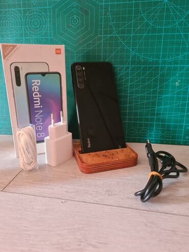 бюджетный: Redmi, Redmi Note 8, Б/у, 64 ГБ, цвет - Черный, 2 SIM — 1