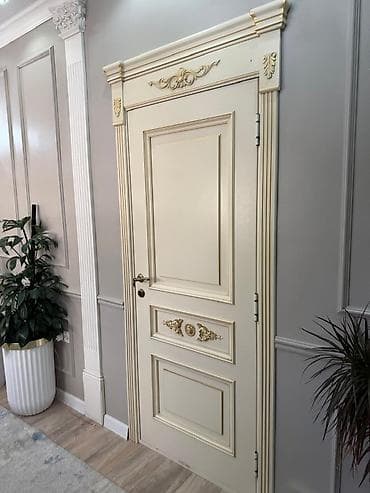 Внутренняя отделка: Межкомнатная дверь, Б/у, Со стеклом, Одностворчатая, Распашная, С зеркалом, цвет - Бежевый — 3