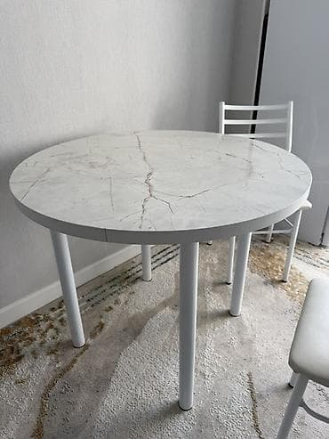 стол стулья для кухни: Кухонный стол и стул, цвет - Белый — 1