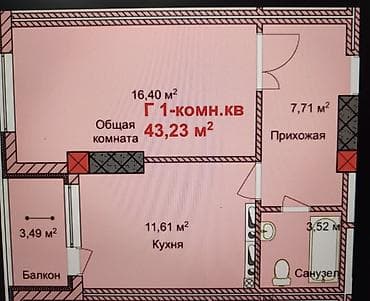 квартиры мкр кок жар: 1 комната, 43 м², Элитка, 6 этаж, Готовая ПСО (под самоотделку) — 5