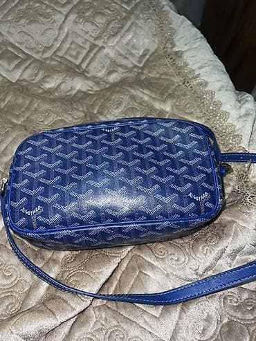 Кол сааттар: Сумка через плечо Goyard, синяя - Материал: фирменный холст Goyardine — 5