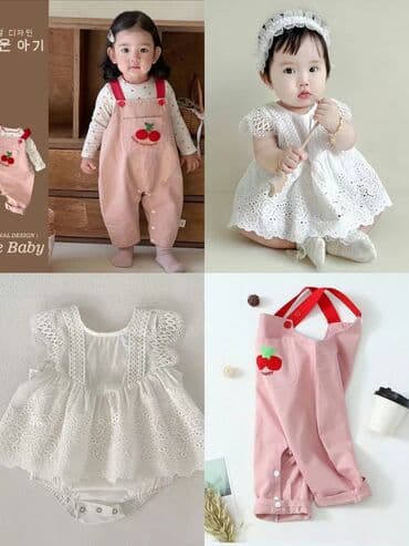 Балдардын башка кийимдери: Девочков. одежда: белое хлопк.нарядное платье с ободочком и носочками — 1