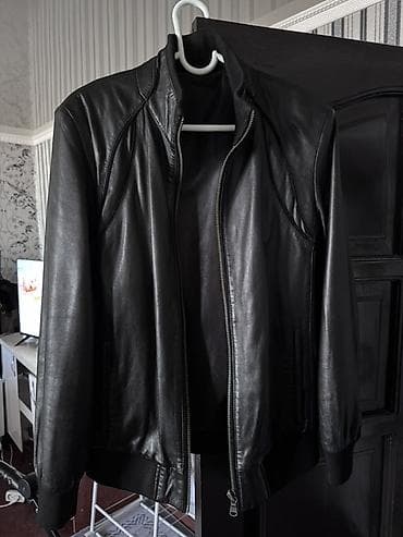 мужской кожанный куртка: Мужская кожаная куртка-бомбер, черная Размер 46,48 покупали за — 1