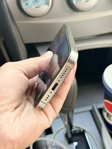 телифон айфон: IPhone 15 Pro, Б/у, 128 ГБ, Natural Titanium, Защитное стекло, Чехол, Кабель, 86 % — 3