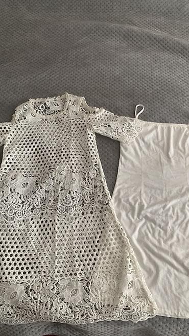 жемчуг ожерелье: Повседневное платье, Лето, Короткая модель, Прямое, XS, S — 2