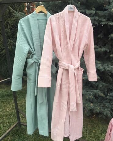 домашние халаты больших размеров: Высококачественная вафельная пике хлопковая ткань, плотностью 233 — 14