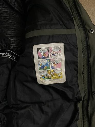 зимний комбинизон: Парка Carhartt, утеплённая, цвет хаки. - Тёплая зимняя модель с — 2