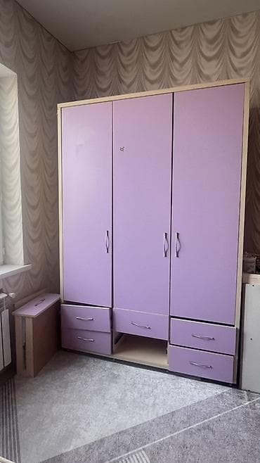 Детская гарнитура, Для девочки, ДСП, цвет - Фиолетовый at lalafo.kg Детская гарнитура, Для девочки, ДСП, цвет - Фиолетовый